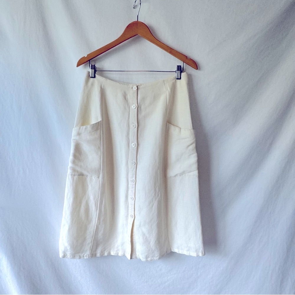 Rails Cream Button-Front A-Line Midi Skirt